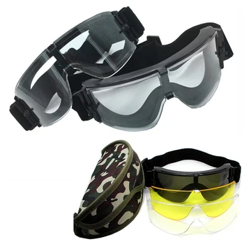 Уличные военные очки X800, охотничьи тактические очки, Страйкбол, пейнтбол, спортивные мужские солнцезащитные очки с защитой от ультрафиолета, 3 линзы - Изображение 1  