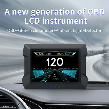 Универсальный автомобильный HUD-дисплей HGDO Цифровой GPS Смарт-спидометр OBD2 Головной дисплей Сигнализация скорости Тестер давления топлива на лобовом стекле - Изображение 1  