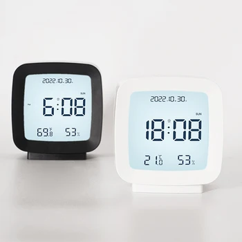 Цифровой будильник Температура Влажность Календарь Неделя Электронные часы Простота Маленькие цифровые часы на рабочем столе Удобно - Изображение 1  