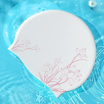 Шапочка для плавания с принтом Lotus, Новая водонепроницаемая шапочка для дайвинга из силикагеля, защищающая уши, Эластичная Шапочка для бассейна для взрослых - Изображение 1  