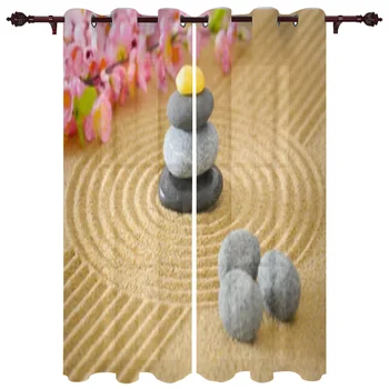 Японский сад Дзен С песком и камнями Оконные шторы для гостиной Роскошный декор Спальни Шторы для обработки кухонных окон - Изображение 1  