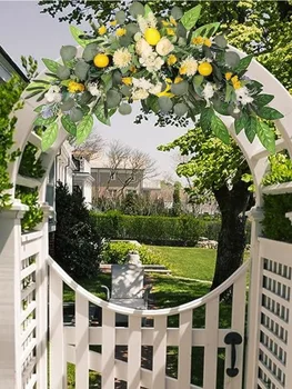 1шт Венок с Лимонной Перемычкой, Искусственный Цветочный Узор на Весну-Лето для Свадебной Арки, Декора Стен Входной Двери - Изображение 2  