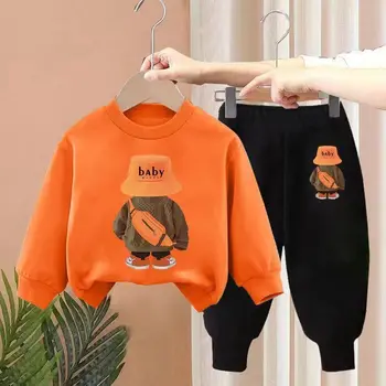2023 года, Новый комплект для мальчиков, весенне-осенний комплект из двух предметов для детского отдыха, Штаны, спортивная одежда, весенний свитер для детей - Изображение 2  