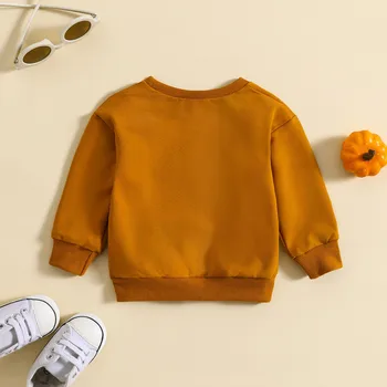 2023, пуловеры, толстовки для девочек, маленьких мальчиков, футболки на Хэллоуин с буквенным принтом, пуловеры, топы, одежда - Изображение 2  