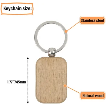 20шт Пустой деревянный брелок для ключей Diy Деревянный брелок для ключей, бирка для ключей, подарок для защиты от потери деревянных аксессуаров - Изображение 2  