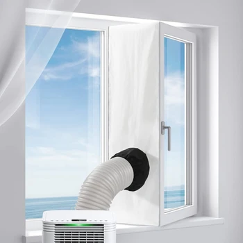 2X Переносной уплотнитель окна переменного тока, 158-дюймовый универсальный уплотнитель окна для портативного кондиционера, Комплект для вентиляции окна с термоусадочной веревкой - Изображение 2  