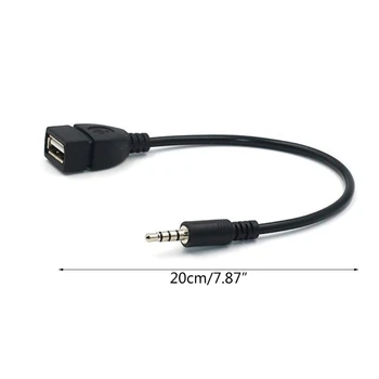 3,5 мм Разъем AUX Audio Plug Jack для USB 2.0 Женский Конвертер Кабель-Адаптер Шнур для Автомобильного Порта Aux длиной 20 см/8 дюймов Черный - Изображение 2  