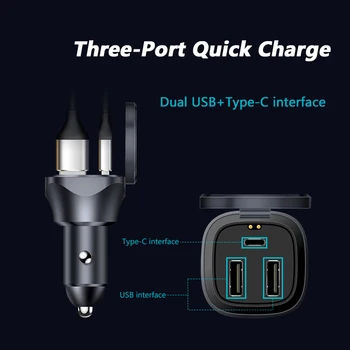 3 Порта USB Автомобильное зарядное устройство Быстрая зарядка PD Quick Charge 3.0 USB адаптер зарядного устройства для автомобильного телефона с логотипом автомобиля для iPhone Xiaomi Samsung - Изображение 2  