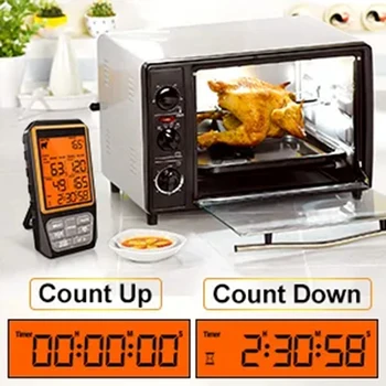 328-футовый Беспроводной термометр для мяса для гриля, коптильни, печи для барбекю, Цифровой Кухонный термометр для приготовления пищи с 4 датчиками, Таймер-будильник - Изображение 2  