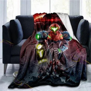 3D-принтованное одеяло METROID Super Warm из микрофибры Knight для детей, Покрывала для отдыха, Подарок для взрослых, Диван, кресло, Кровать, Офис - Изображение 2  
