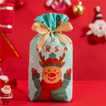 50шт Рождественский подарочный пакет Новогодний Подарочный мешок на шнурке Мешок для выпечки конфет и печенья Упаковка Рождественских Украшений Подарочные пакеты - Изображение 2  