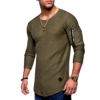 B589 новая футболка мужская весенне-летняя футболка топ мужская хлопчатобумажная футболка с длинными рукавами для бодибилдинга складная - Изображение 2  