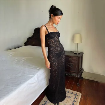CINESSD Элегантное прозрачное кружевное Новое женское платье 2024, весенняя мода, однотонный вырез, сексуальный облегающий корсет для вечеринки, WS1492 - Изображение 2  