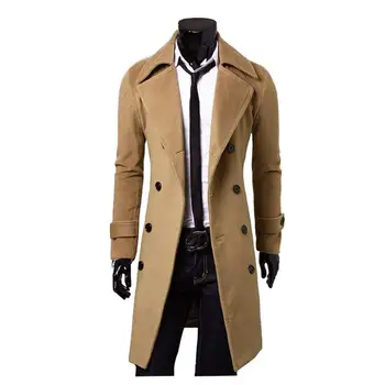 MRMT 2023 Совершенно новый мужской осенне-зимний длинный двубортный тренч, мужское шерстяное пальто, тонкое шерстяное пальто для мужчин - Изображение 2  