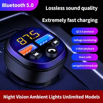 Автомобильный Bluetooth FM-Передатчик Аудиоприемник 3.1A Быстрое Автомобильное Зарядное Устройство USB Портативное Автомобильное Быстрое Зарядное Устройство USB Mp3-Плеер Поддержка U-диска - Изображение 2  