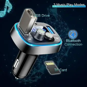 Автомобильный Bluetooth-совместимый Адаптер 5.0 Беспроводной Fm-радиопередатчик Mp3-плеер Qc 3.0 36 Вт / 6a Чейнджер MP3-плеер Автоаксессуары - Изображение 2  