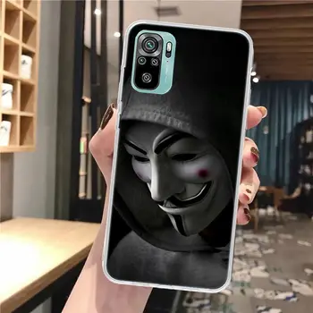 Анонимный V for Vendetta Mask Мягкий Чехол Для Телефона Xiaomi Redmi Note 10 10S 11 11S 11T 9 9S 8T 8 12 11E Pro Plus 7 6 5 Pattern Co - Изображение 2  