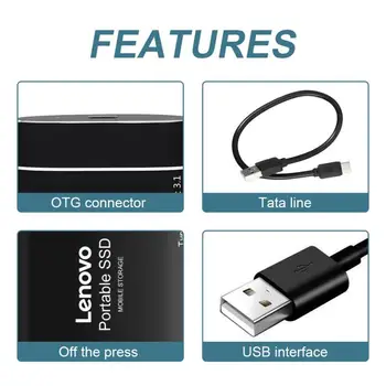 Внешний Жесткий диск Lenovo SSD 64 ТБ Жесткий диск С интерфейсом USB3.1 Type-C Твердотельный Накопитель Для Настольного ноутбука Ps4 Ps5 - Изображение 2  
