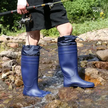Высокие рыболовные непромокаемые ботинки с завязками, мужские и женские непромокаемые ботинки в корейском стиле, модный корпус, мужские резиновые сапоги - Изображение 2  