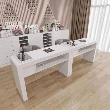 Дизайнерский Маникюрный Стол Белый Профессиональный Современный Стол Nailtech Для администратора Beauty Mesa Para Мебель Для Маникюрного Салона CY50NT - Изображение 2  