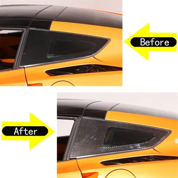 Для Corvette C7 2014-2019 Жалюзи на заднее боковое стекло автомобиля из мягкого углеродного волокна, отделка, Наклейки, Аксессуары - Изображение 2  