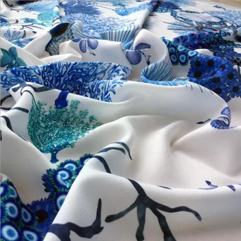 Европа И Америка Подводный мир Коралловый принт имитирует шелк Атласная ткань для женщин Летнее платье Блузка ручной работы Ткань для шитья своими руками - Изображение 2  
