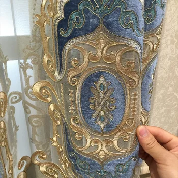 Европейская классическая легкая роскошная занавеска из синели, высококачественные шторы с полой вышивкой в стиле Палас, для гостиной, спальни - Изображение 2  