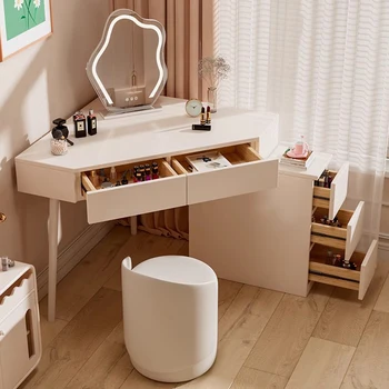 Женский современный туалетный столик, Зеркало для хранения макияжа, туалетный столик, Роскошная угловая мебель Tocador Maquillaje Для спальни - Изображение 2  