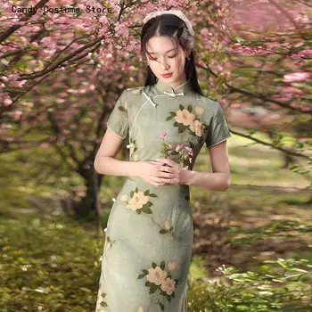 Женское Сексуальное Китайское Традиционное платье Новый Женский Элегантный Чонсам Ретро Темперамент Платье для молодых девушек Улучшенный Qipao Modern - Изображение 2  