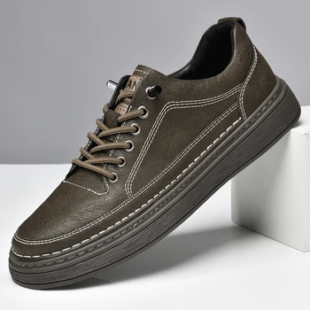 Итальянские брендовые мужские туфли-Оксфорды, Черная повседневная обувь из натуральной кожи, мужские уличные кроссовки для бега трусцой на шнуровке, мужские Большие размеры: 37-47 - Изображение 2  
