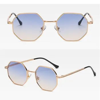 Квадратные солнцезащитные очки в стиле ретро для мужчин/женщин, модные многоугольные солнцезащитные очки в маленькой оправе, винтажные металлические солнцезащитные очки - Изображение 2  