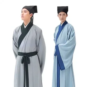 Китайский халат, Костюмы Древнего Ученого, мужчины, Кимоно, Китайское Традиционное Винтажное Этническое Сценическое Косплей-костюм Hanfu - Изображение 2  