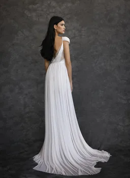 Классическое платье на бретельках с принтом, Блестящее Элегантное свадебное платье, сексуальное платье с разрезом сбоку и открытой спиной, Vestidos De Novia - Изображение 2  