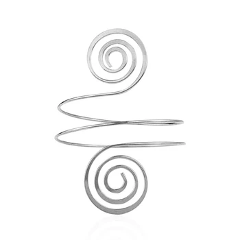 Металлическая манжета для предплечья, браслет для женщин, браслет золотисто-серебристого цвета, спиральная повязка, регулируемый браслет-манжета для предплечья T8NB - Изображение 2  