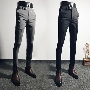 Модные офисные брюки с застежкой-молнией, облегающие костюмные брюки, эластичные брюки-карандаш со средней талией для бега трусцой - Изображение 2  