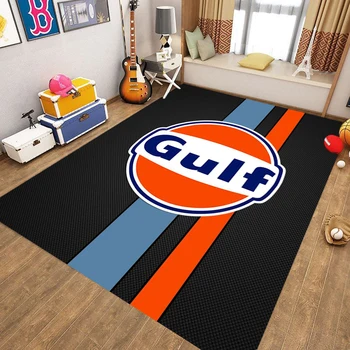 Модный ковер для мотоциклов и коврики с логотипом Gulf с 3D-печатью, гостиная, спальня, Большая площадь, коврик для пола, нескользящий диван, подарок - Изображение 2  