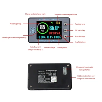 Монитор Шунтирующей батареи 500A, Монитор батареи RV с Цветным экраном 2,4 дюйма, Поддержка Программируемой сигнализации высокого низкого напряжения для 8-100 В - Изображение 2  