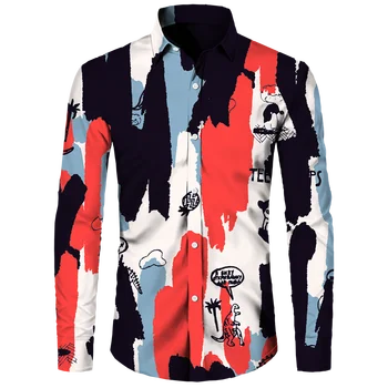 Мужская рубашка с камуфляжным принтом, спортивная рубашка с длинными рукавами, дышащая мужская одежда свободного кроя, осенний повседневный мужской топ - Изображение 2  