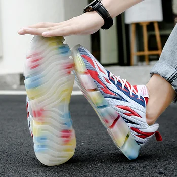 Мужские износостойкие нескользящие кроссовки из ТПУ, новые кроссовки для бега, мужская спортивная дышащая легкая повседневная эластичная обувь на шнуровке - Изображение 2  