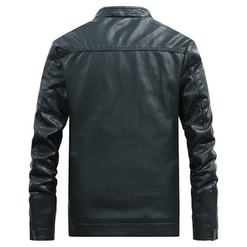 Мужские кожаные куртки Slim Fit из искусственной мотоциклетной кожи, высококачественные мужские куртки, пальто, Модные мужские осенние кожаные куртки 4XL - Изображение 2  