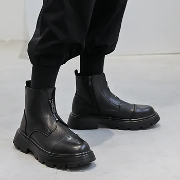 Мужские модные ботинки из натуральной кожи в британском стиле, брендовая дизайнерская обувь на платформе, вечерние банкетные платья, ковбойские ботинки, ботильоны, botas male - Изображение 2  