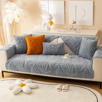 Нескользящий современный простой чехол для дивана, полотенце, ткань для чехла для подушки сиденья, коралловый флис, новая короткая плюшевая ткань для диванной подушки - Изображение 2  