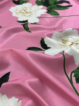 Новая эластичная саржевая шелковая ткань с принтом розового пиона, модная легкая роскошная летняя одежда, пошив текстильных платьев от Yard. - Изображение 2  
