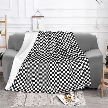 Одеяло в шахматную клетку с геометрическим рисунком, флисовое осенне-зимнее портативное ультрамягкое покрывало для постельных принадлежностей, покрывало для спальни - Изображение 2  