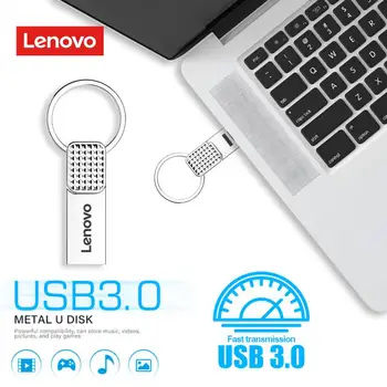 Оригинальные металлические флешки Lenovo 2 ТБ USB 3.0, высокоскоростные USB-накопители, 1 ТБ Портативный накопитель памяти, аксессуар, адаптер TYPE-C - Изображение 2  