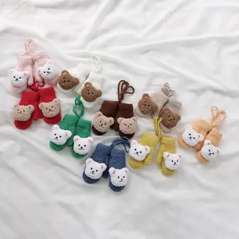 Перчатки для малышей, 1 пара, полезные, удобные, эластичные, с милым мультяшным мишкой, детские перчатки для малышей для повседневной носки - Изображение 2  