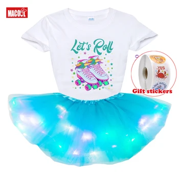 Платье, рубашка с индивидуальным названием, подарок для малышей, детское платье, радужный наряд, одежда для девочек, праздничная детская футболка + юбка для девочек + Детская наклейка - Изображение 2  