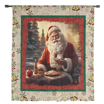 Рождество Санта Клаус Снежинки Тюлевые шторы для гостиной Прозрачная занавеска для спальни Рождественские жалюзи Вуалевые шторы - Изображение 2  