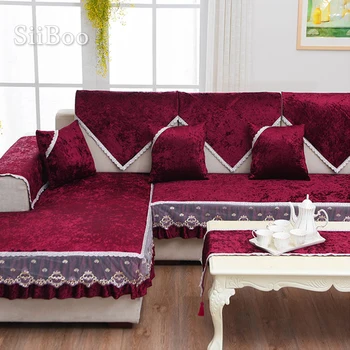 Роскошный винно-красный золотой флисовый бархатный чехол для дивана мебельные чехлы секционные чехлы для диванов для гостиной fundas de sofa SP4880 - Изображение 2  