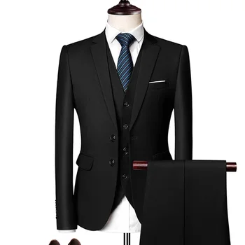 Свадебные костюмы для мужчин, Элегантные Блейзеры, комплект из 3 предметов, роскошный деловой Формальный жилет, Брюки, пальто, куртки 2022 года Бесплатная Доставка - Изображение 2  